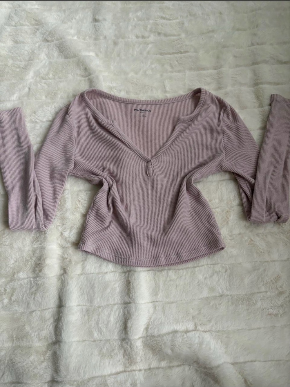 Pacsun Ribbed V-Neck Long Sleeve Top